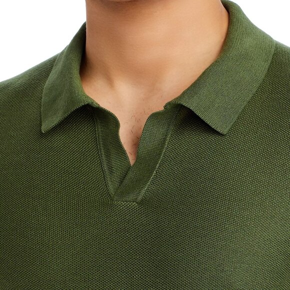 Hugo Boss Men's Short Sleeve BOSS Tempio Polo Shirt Open Collar Slim Fit Green - Picture 2 of 7